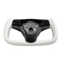 White Leather Yoke Steering Wheel for Tesla Model 3 / Y - HyperSteering