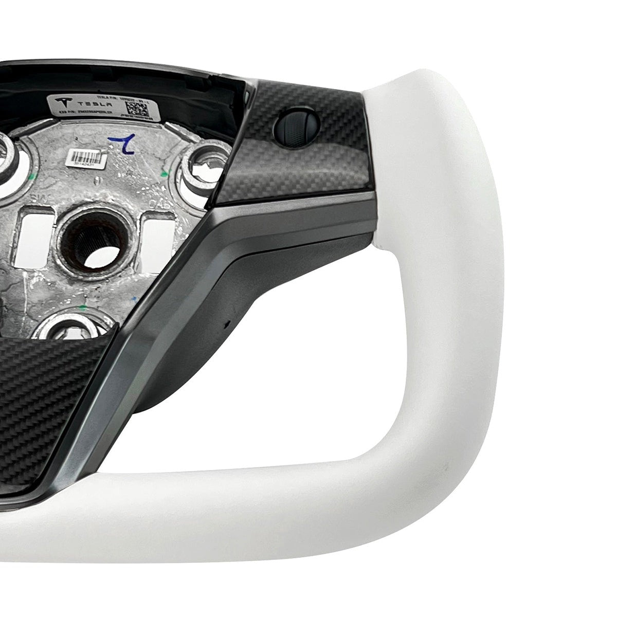White Leather Yoke Steering Wheel for Tesla Model 3 / Y - HyperSteering