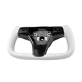 White Leather Yoke Steering Wheel for Tesla Model 3 / Y - HyperSteering