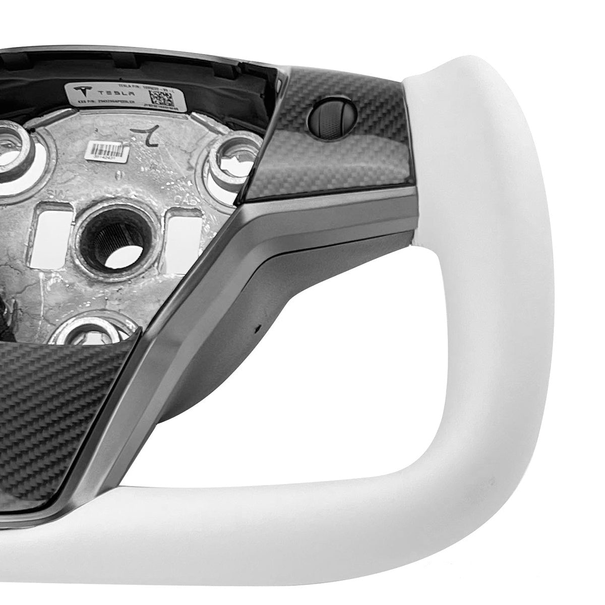 White Leather Yoke Steering Wheel for Tesla Model 3 / Y - HyperSteering