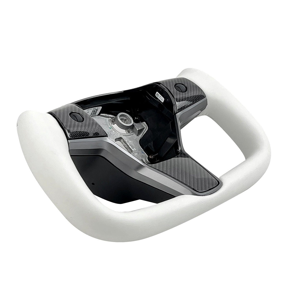 White Leather Yoke Steering Wheel for Tesla Model 3 / Y - HyperSteering