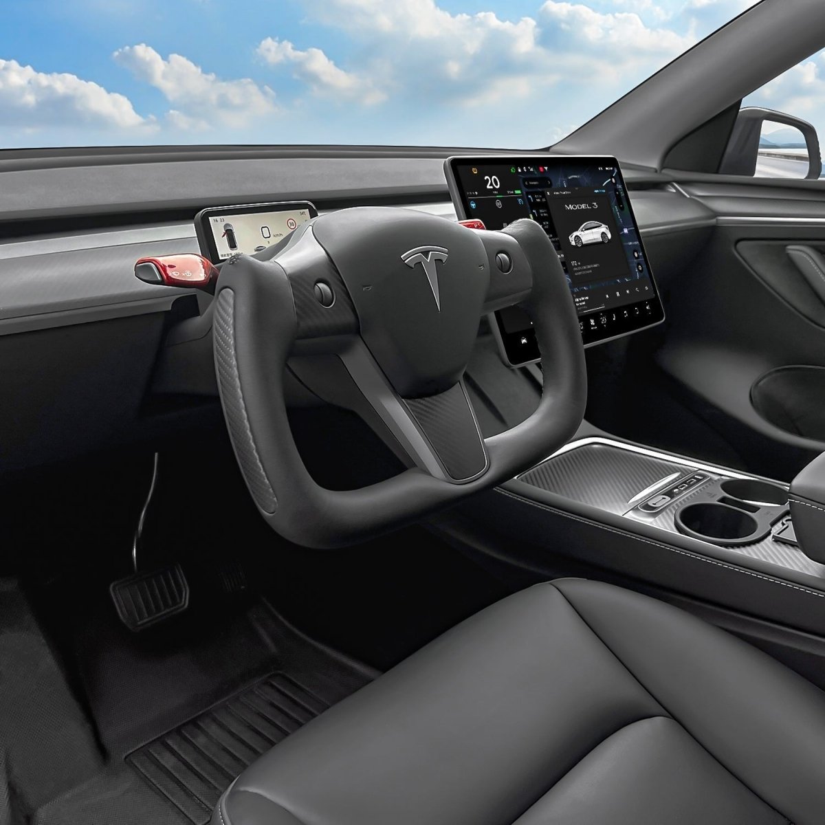 Yoke Carbon Fiber Steering Wheel for Tesla Model 3 / Y - HyperSteering