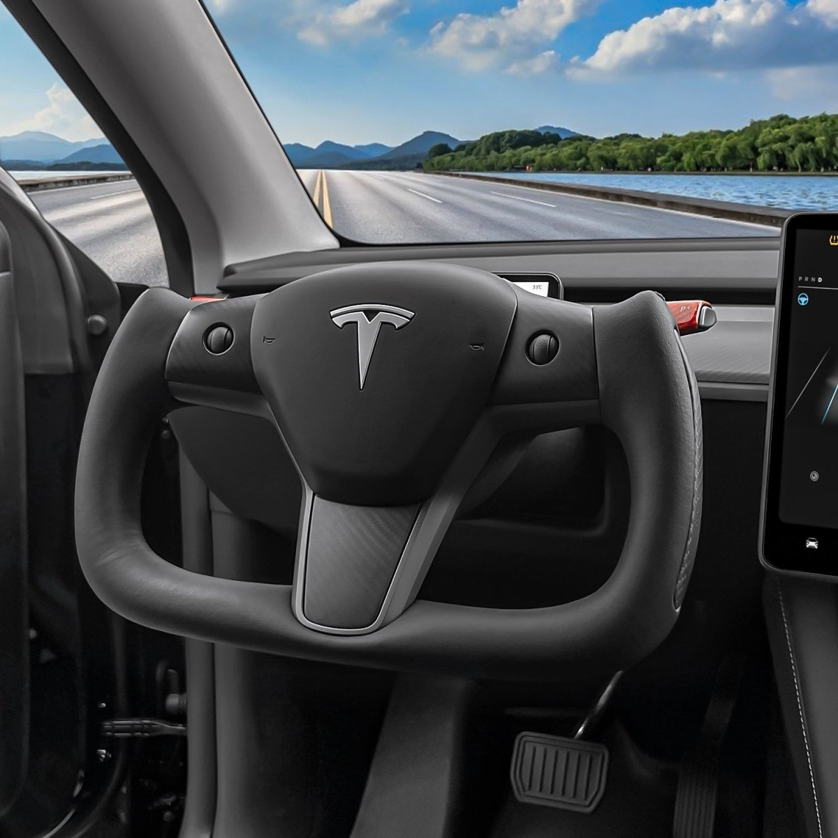 Yoke Carbon Fiber Steering Wheel for Tesla Model 3 / Y - HyperSteering