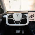 Yoke Plaid Steering Wheel for Tesla Model 3 / Y【White Leather】 - HyperSteering