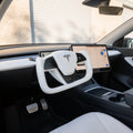 Yoke Plaid Steering Wheel for Tesla Model 3 / Y【White Leather】 - HyperSteering