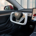 Yoke Plaid Steering Wheel for Tesla Model 3 / Y【White Leather】 - HyperSteering