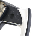 Yoke Style Steering Wheel for Model 3 / Y【Black & White Leather】 - HyperSteering