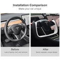 Yoke Style Steering Wheel for Model 3 / Y【Black & White Leather】 - HyperSteering